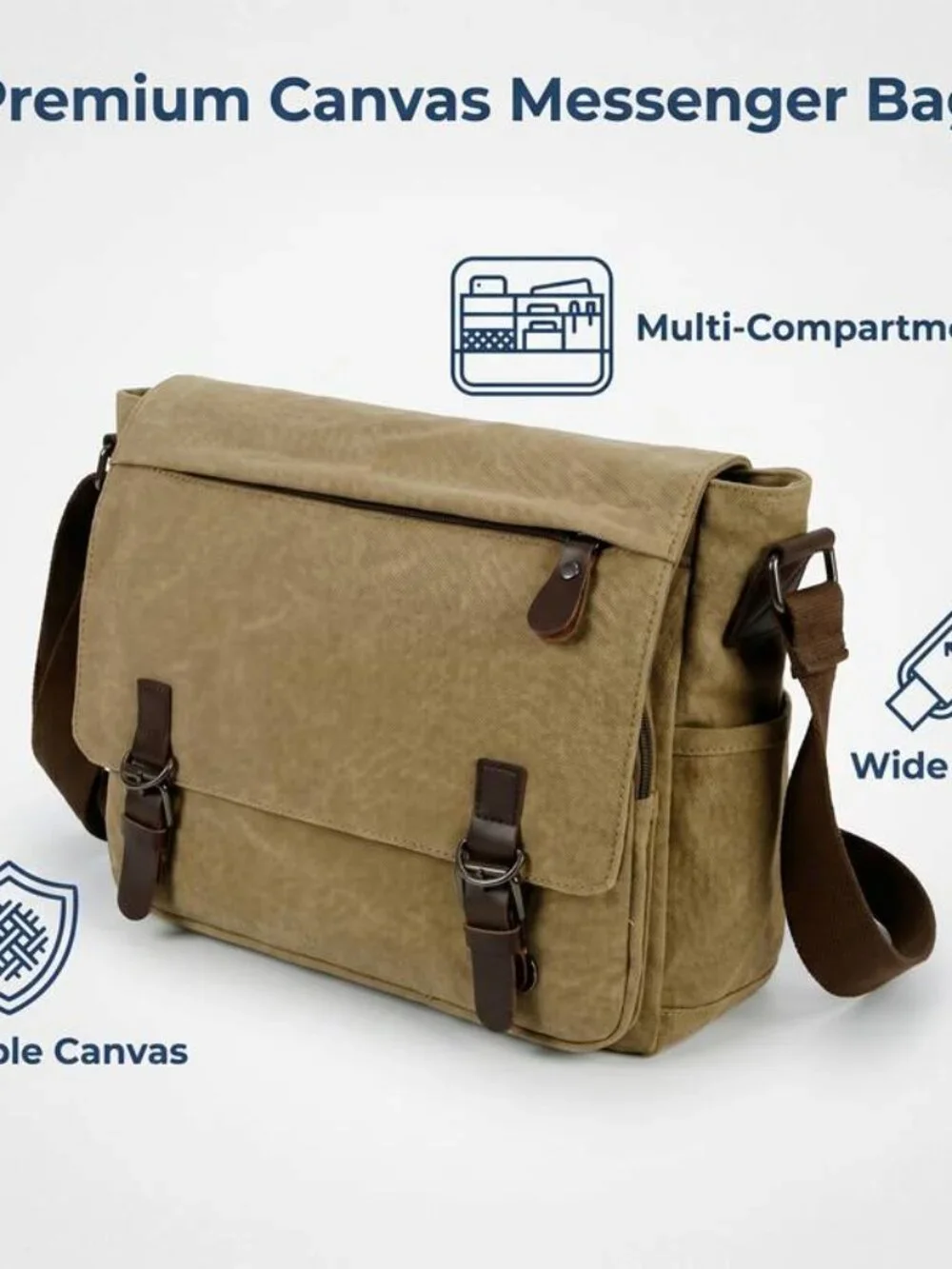 Retro Canvas Messenger Bag Large Capacity Casual Crossbody Shoulder Satchel